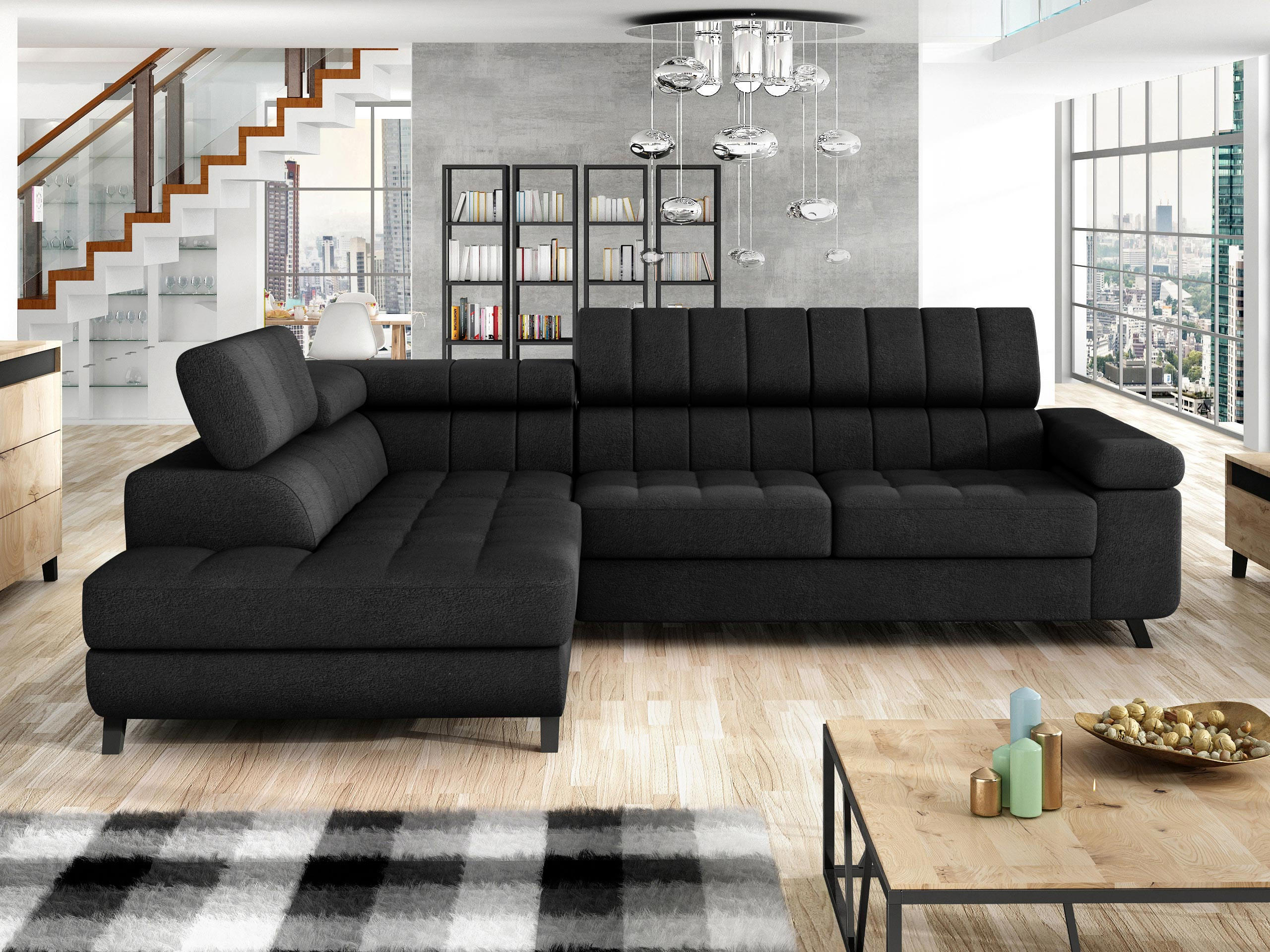 ECKSOFA Nord, Seite: Links - Schwarz, Holz/Textil (264/203cm) - MIRJAN24