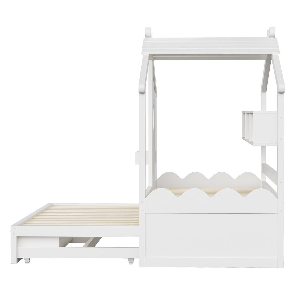 KINDERBETT 90/200 cm & 90/190 cm in Weiß mit 2 Schubladen, LED, USB und Type-C Massivholz Hausdesign - Weiß, Holzwerkstoff (90/200cm) - STILVORA