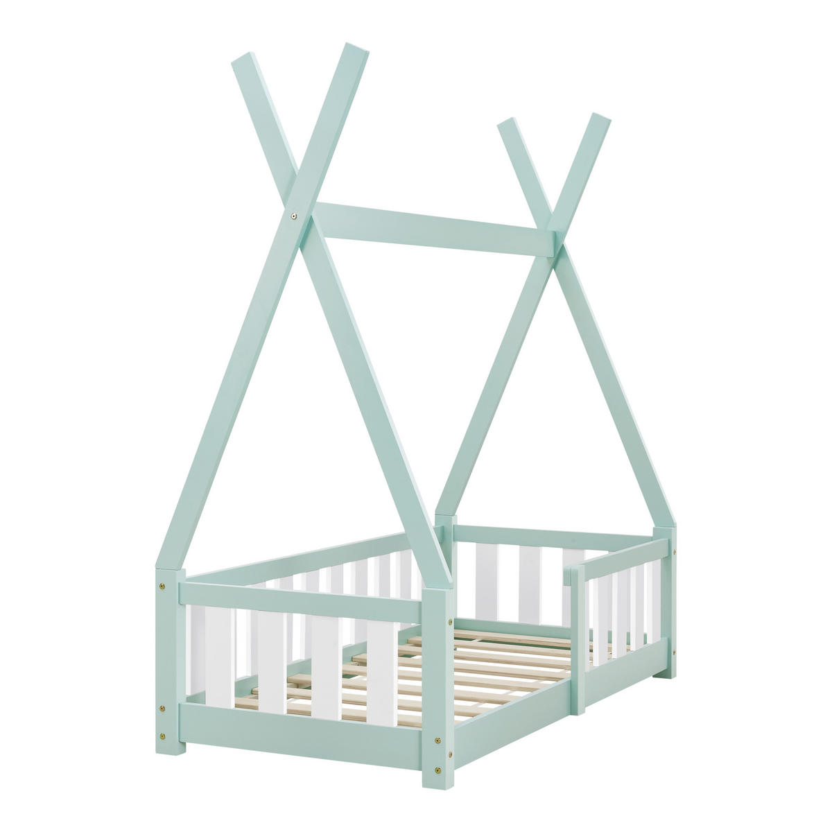 KINDERBETT Helsingborg - Mintgrün, Holz (70/140cm) - [en.casa]