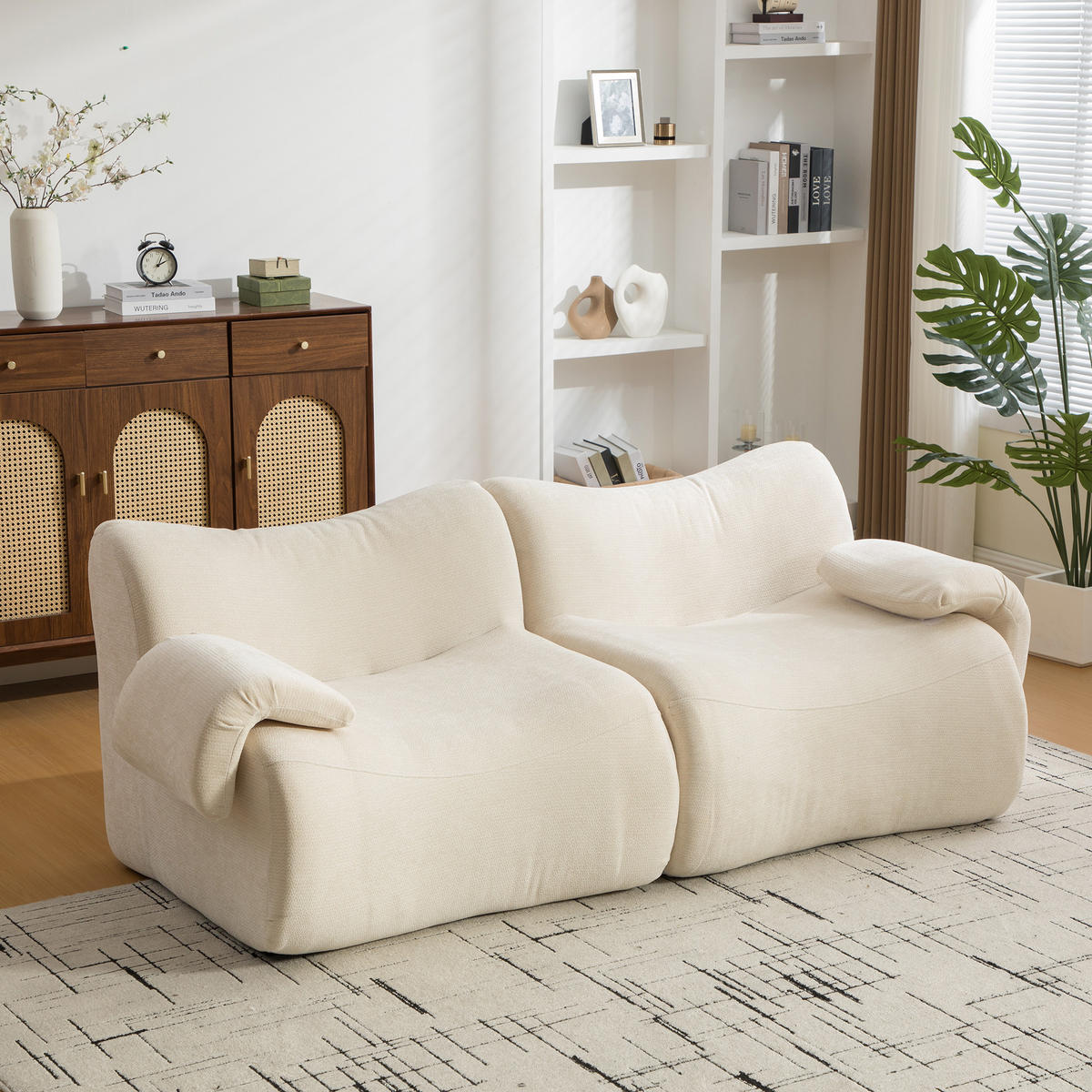2-SITZER SOFA Chenille Beige ohne Montage - Beige, Textil (199/72.5/92cm) - WISHDOR