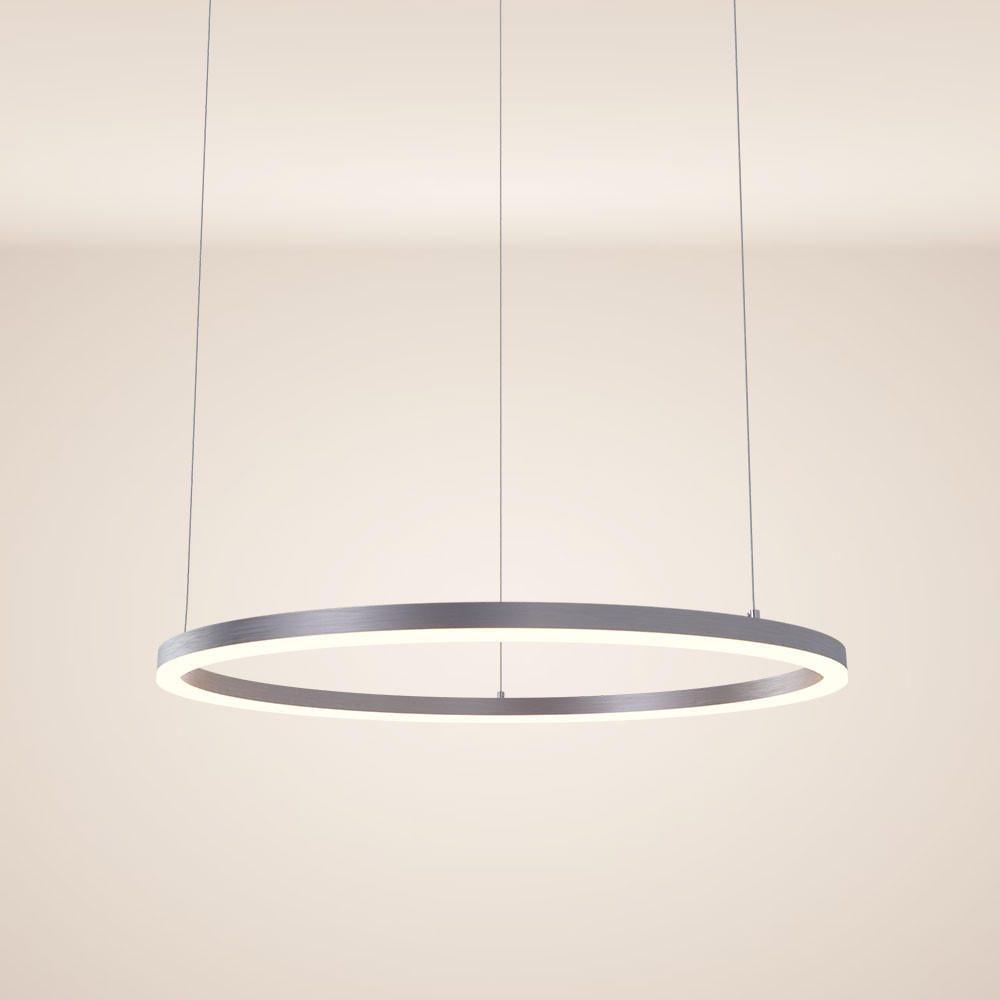 LED-HÄNGELEUCHTE Ring Direkt/Indirekt 5m Aluminium Ø 80cm - Alufarben, Metall (80/80/3.3cm) - s.luce