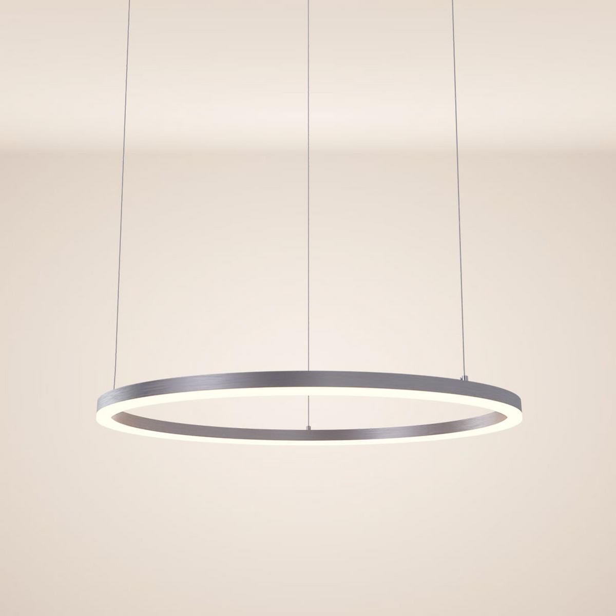 LED-HÄNGELEUCHTE Ring Direkt/Indirekt 5m Aluminium Ø 80cm - Alufarben, Metall (80/80/3.3cm) - s.luce