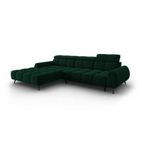 ELEKTRISCHES-ECKSOFA links Alyse aus Samt flaschengrün 5 Sitzplätze - Grün, Textil (188/295cm) - Micadoni