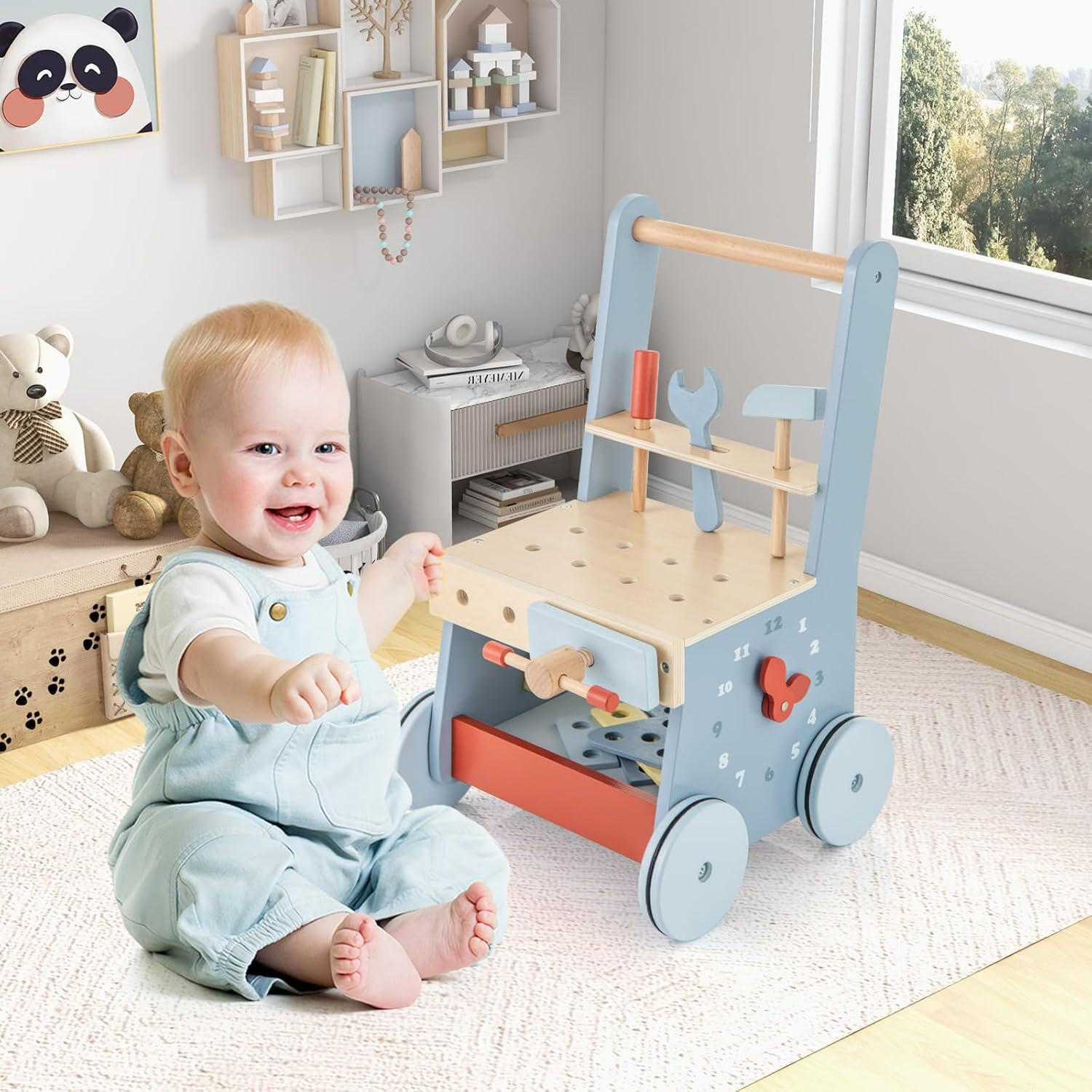 LAUFLERNWAGEN Blau - Blau, Holzwerkstoff (30/47/30cm) - COSTWAY