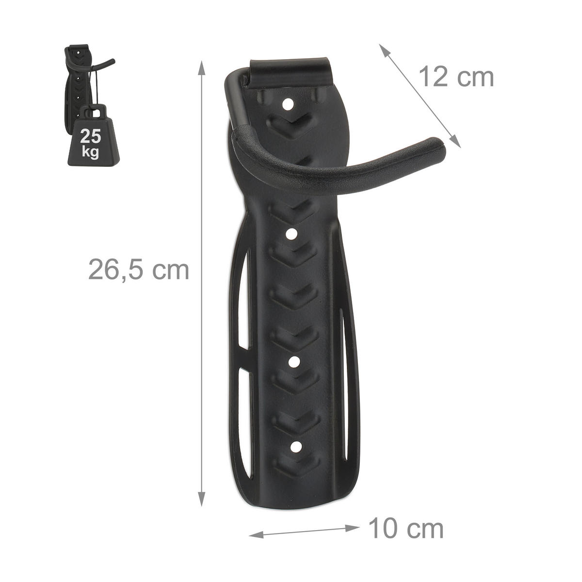 WANDHALTER Silber 2er-Set für Fahrrad - Schwarz, Wellpappe/Metall (26.5/12/10cm) - Relaxdays