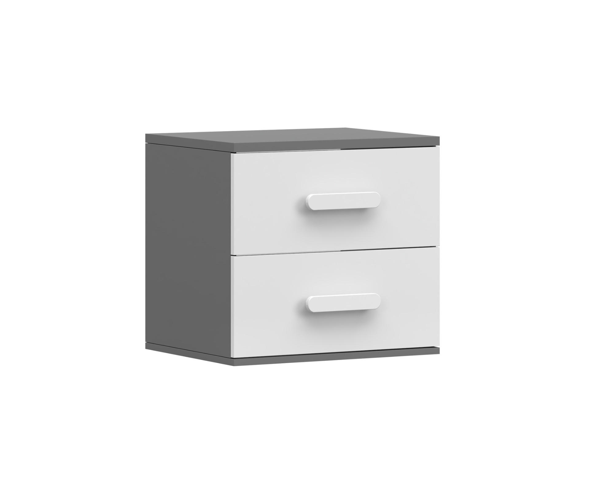 KINDER-NACHTTISCH INGE 22 55/50/44 cm Weiß+Grau/Weiß - Weiß/Grau, Holzwerkstoff (55/50/44cm) - Deine Möbel 24