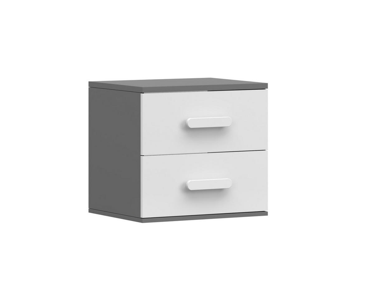 KINDER-NACHTTISCH INGE 22 55/50/44 cm Weiß+Grau/Weiß - Weiß/Grau, Holzwerkstoff (55/50/44cm) - Deine Möbel 24