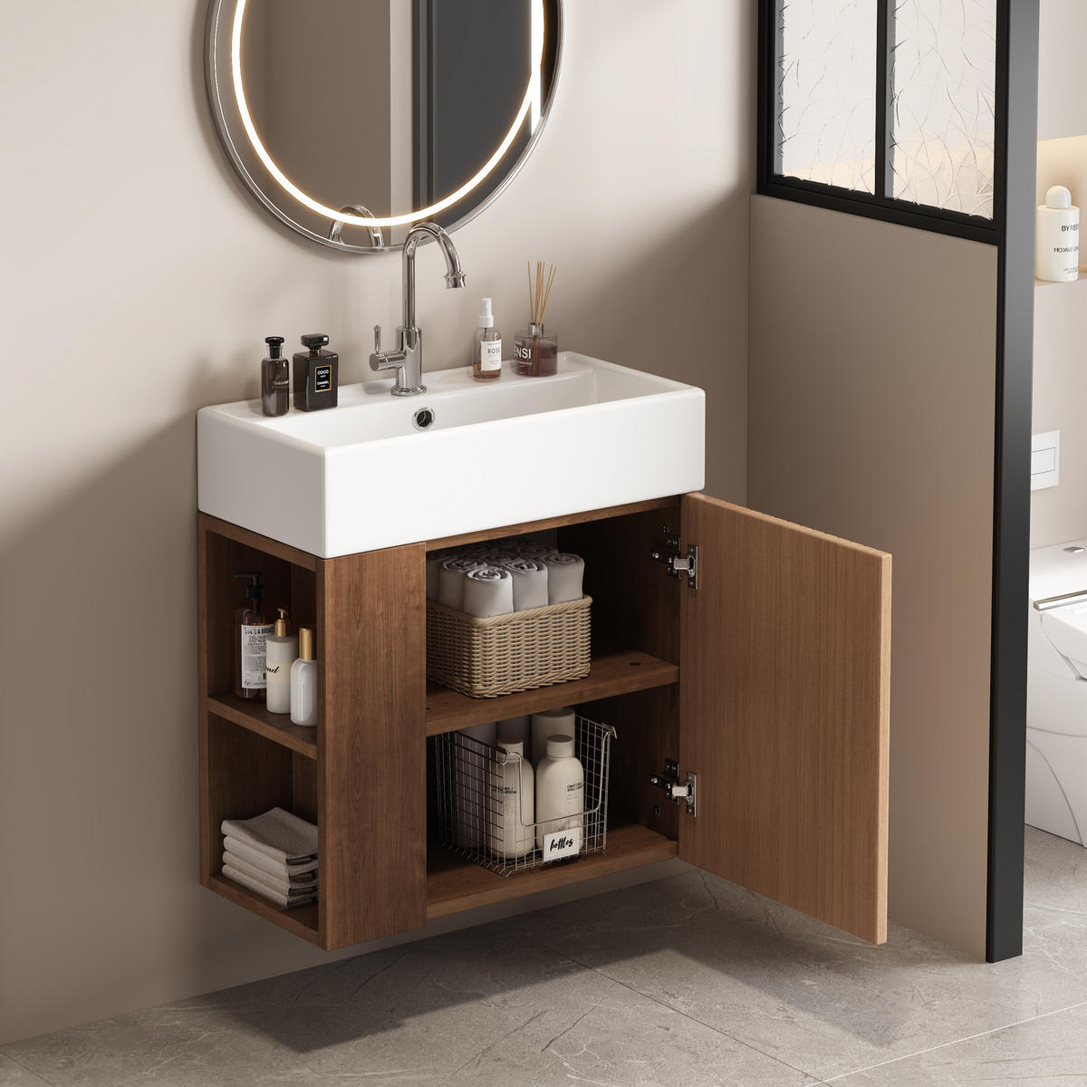 WASCHTISCH Braun 55/31/66 cm Hängend - Braun, Holz (55/66.5/31cm) - PANGIVO