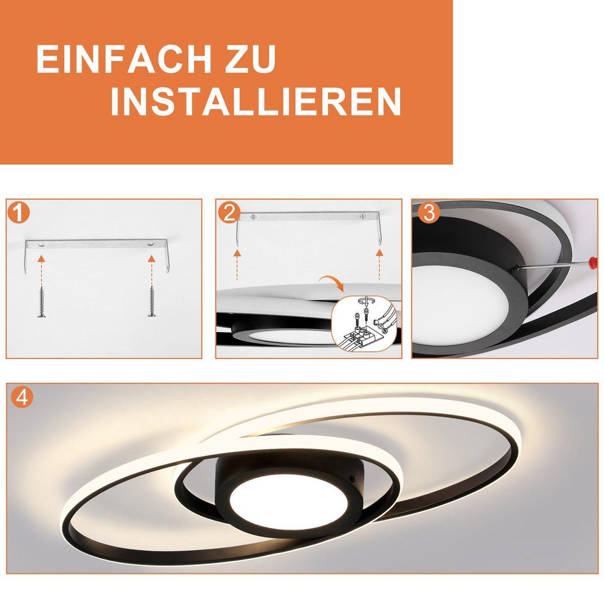 LED-DECKENLEUCHTE Einäugig 56/22.3/4 cm - Schwarz, Metall (56/22.3/4cm) - Nettlife