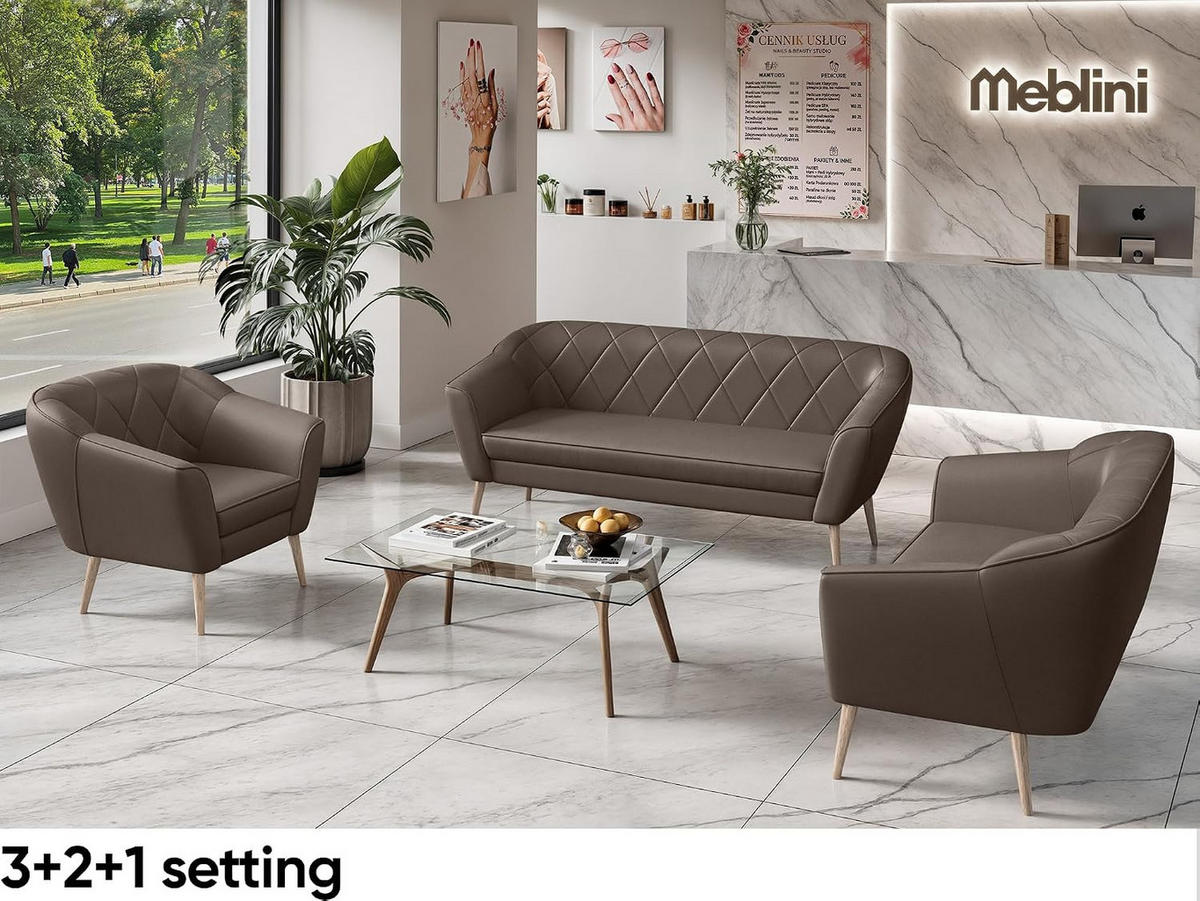 SOFA Gisela (3-Sitzer) - Buchefarben/Braun, Holzwerkstoff/Buchenholz (180/75/74cm) - Meblini