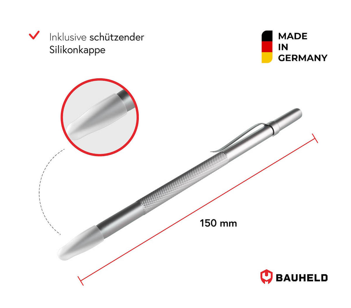 ANREISSNADEL Metall 150 mm Hartmetallspitze - Silberfarben, Metall (15/0.5/1cm) - BAUHELD