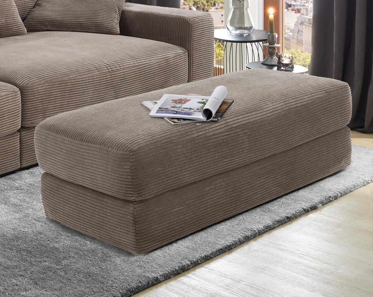 POLSTERHOCKER Federkern B124/T60/H40 cm Cord-Bezug Braun Taupe / 15258 - Schwarz/Braun, Kunststoff/Textil (124/40/60cm) - luma-home