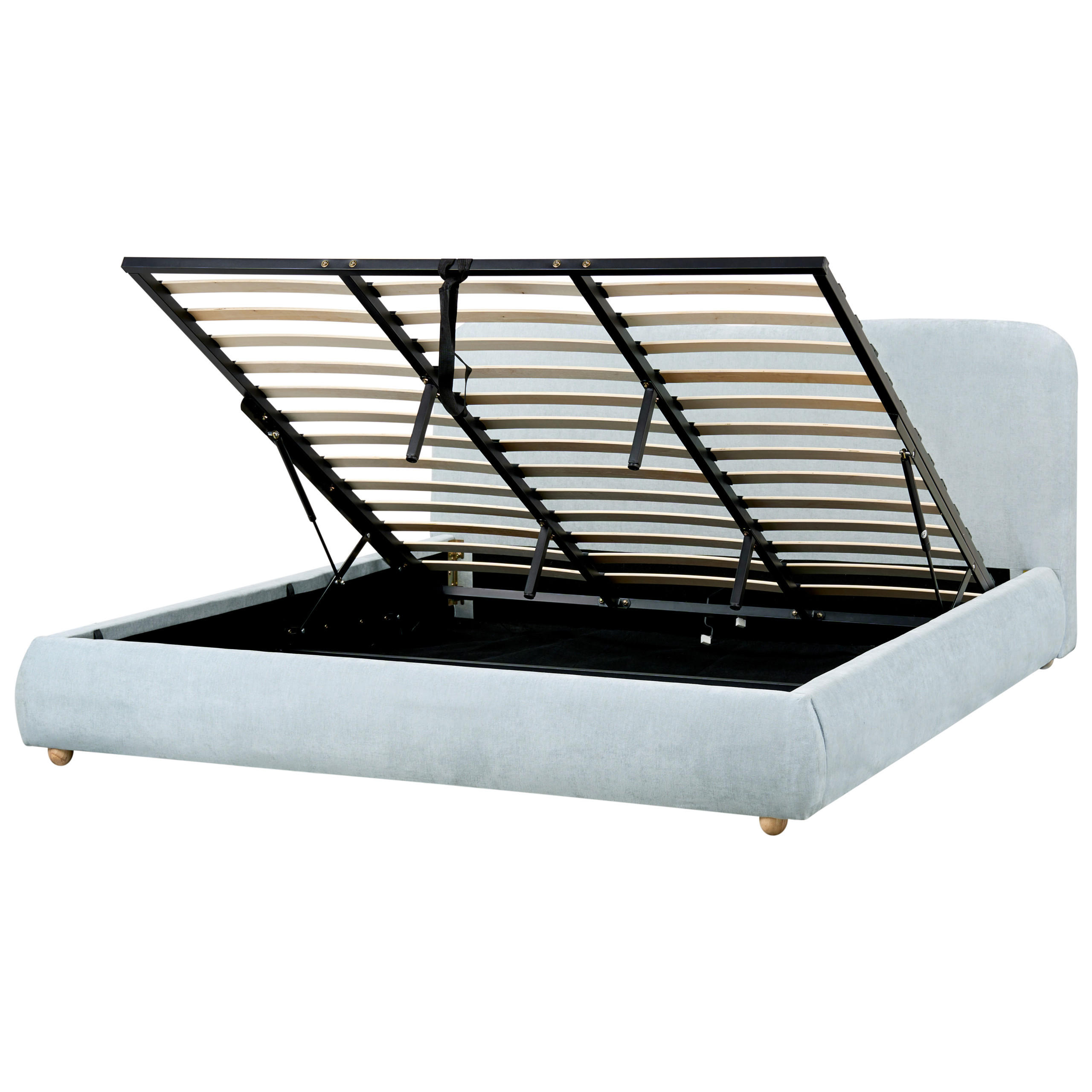 BETT mit Stauraum 180x200 cm Blau Blagnac - Hellblau, Textil (180/200cm) - Beliani