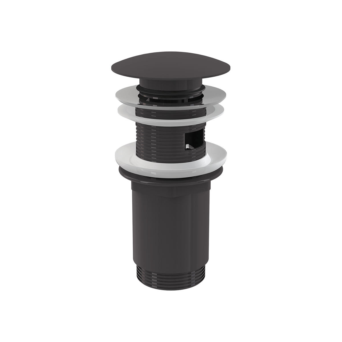 ABLAUFVENTIL für Waschbecken CLICK/CLACK 5/4" Ganzmetall mit Überlauf Gun-Metal gebürstet matt - Anthrazit, Kunststoff (7.5/7.5/15cm) - Alcadrain