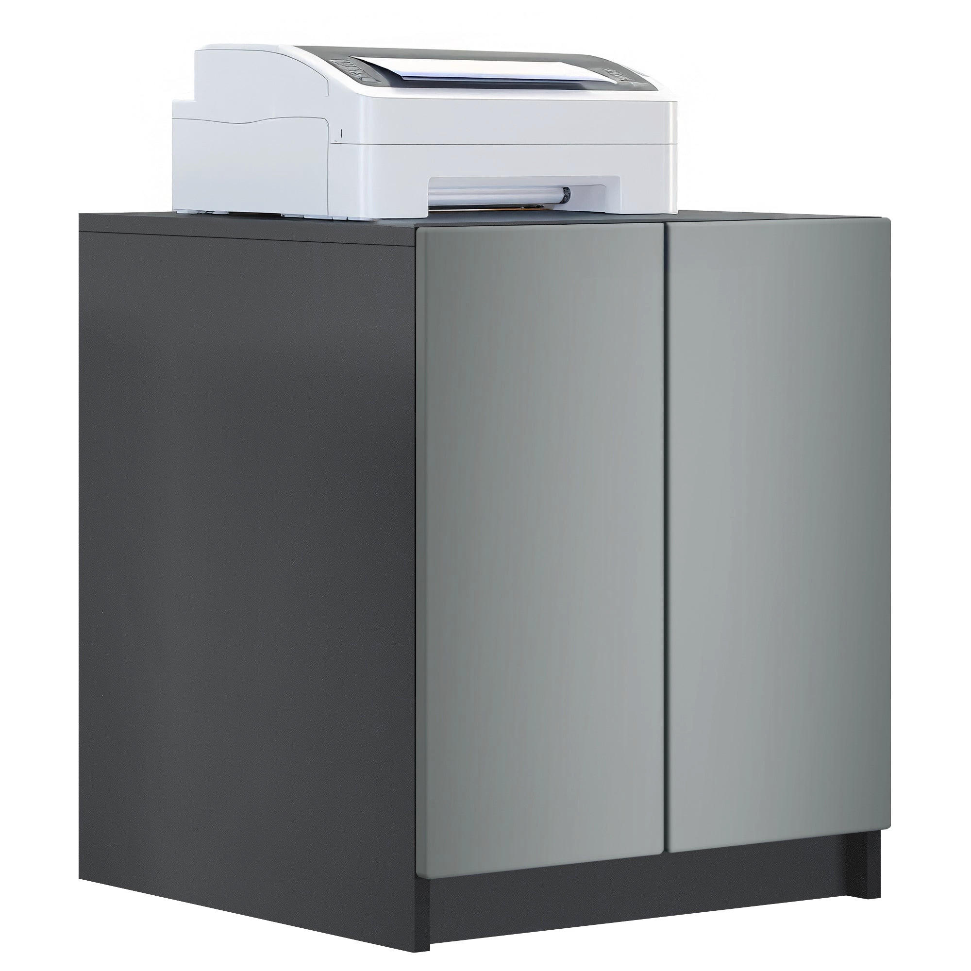 DRUCKERSCHRANK Elona, Druckerkommode mit Soft-Close & Push-to-Open, Home Office, Schwarz/Anthrazit matt (51 x 60,5 x 54 cm) - Anthrazit, Holzwerkstoff (51/60.5/54cm) - InnoFurn
