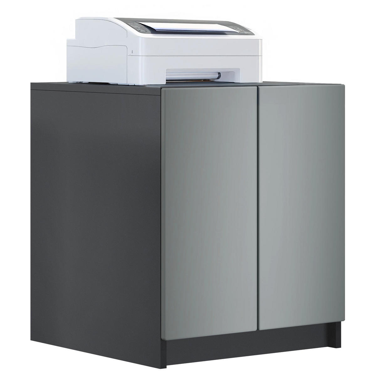 DRUCKERSCHRANK Elona, Druckerkommode mit Soft-Close & Push-to-Open, Home Office, Schwarz/Anthrazit matt (51 x 60,5 x 54 cm) - Anthrazit, Holzwerkstoff (51/60.5/54cm) - InnoFurn