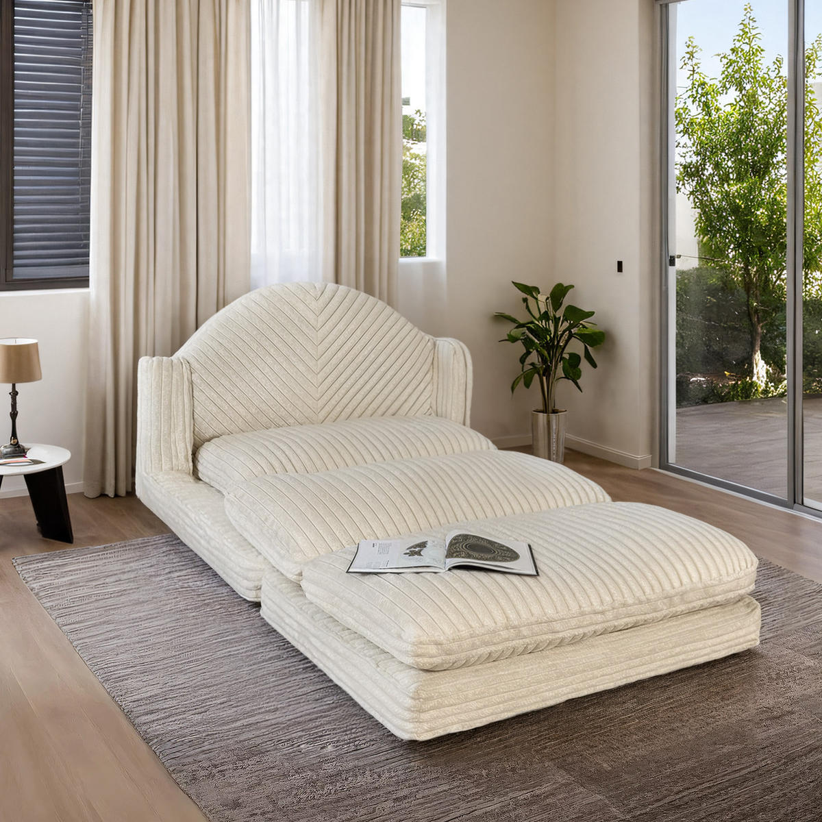 SCHLAFSESSEL Beige 4094 - Beige, Textil (120/60/200cm) - Vercart