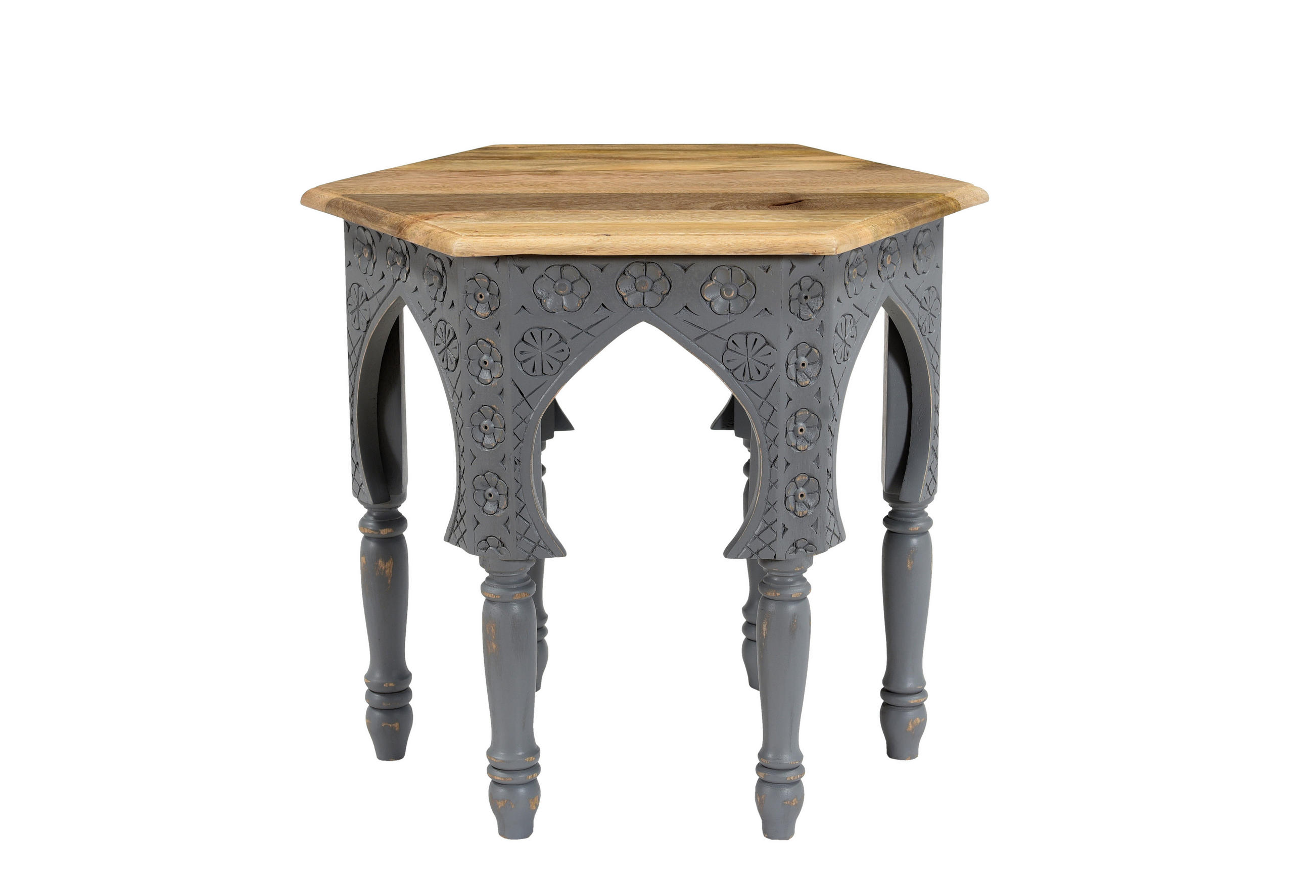 BEISTELLTISCH Fritz Mangoholz Braun-Grau 45x45x45cm - Braun, Holz (45/45/45cm) - DELUKE
