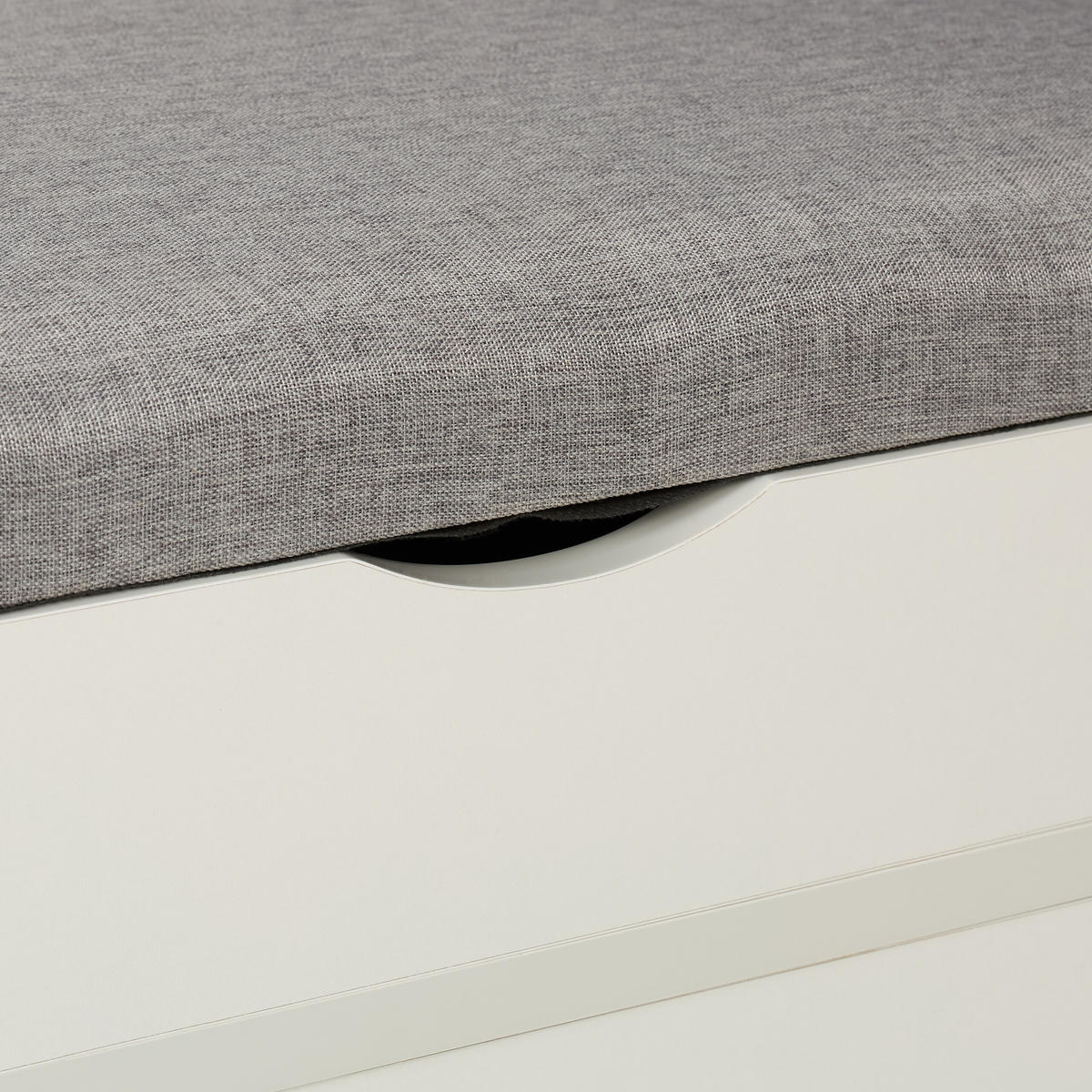 SCHUHBANK - Weiß/Grau, Holzwerkstoff/Textil (100/49.5/34cm) - Relaxdays