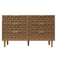 SIDEBOARD Eiche-Optik mit 6 Schubladen & Schokoladenwaffel-Design - Eichefarben, Holzwerkstoff (120/77/37cm) - Urban Meuble