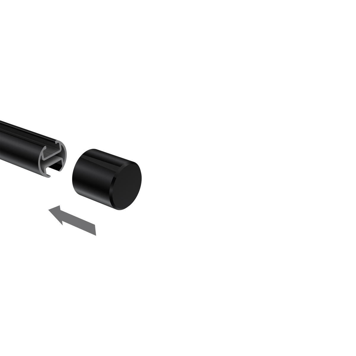 ENDSTÜCKE FÜR GARDINENSTANGEN 20 mm Ø, Santo Schwarz, Packung 2 Stück - Schwarz, Metall (2.5/2.5/2.5cm) - INTERDECO