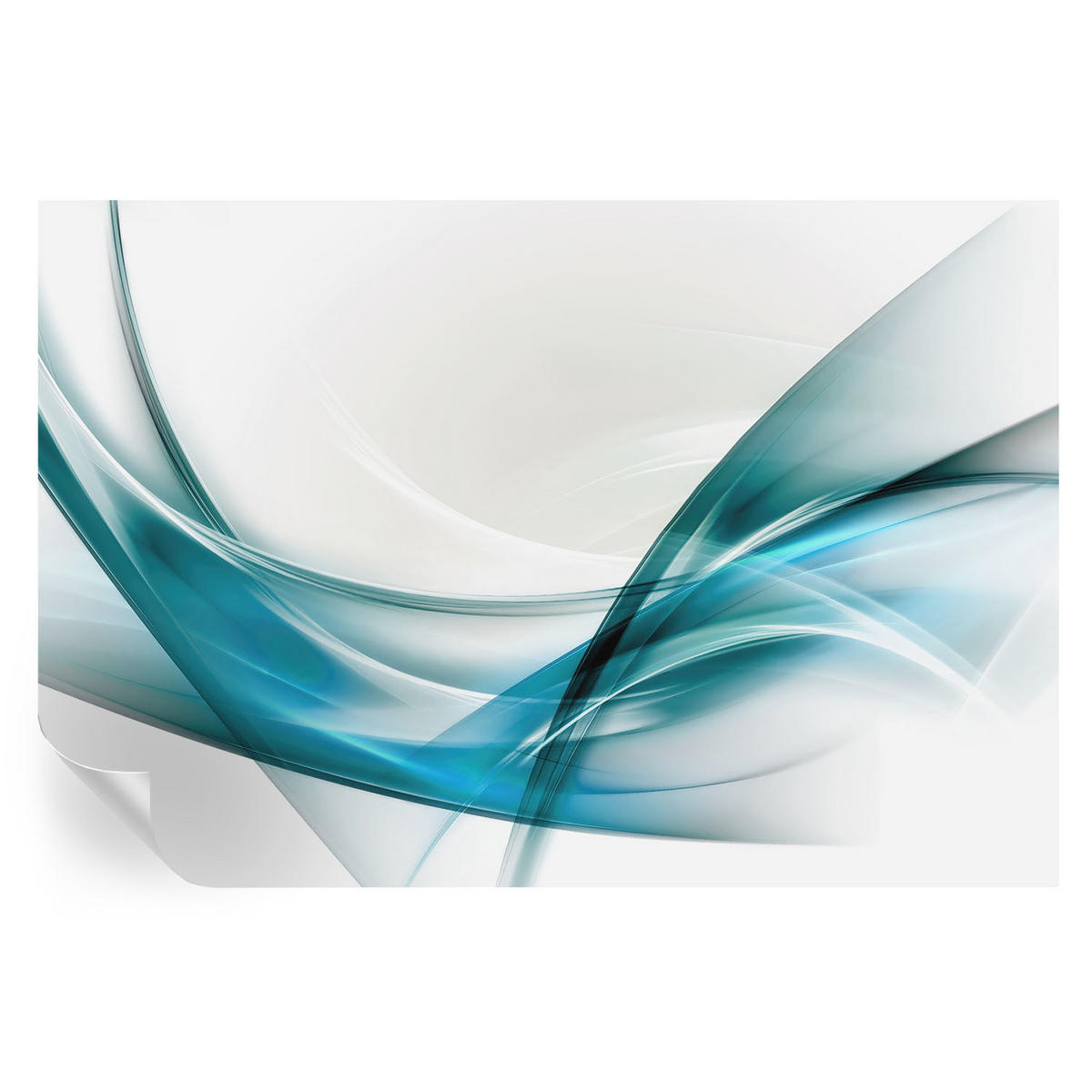 FOTOTAPETE 104x70 cm - Blaue Wellen - Weiß, Textil (104/70cm) - Wallfluent