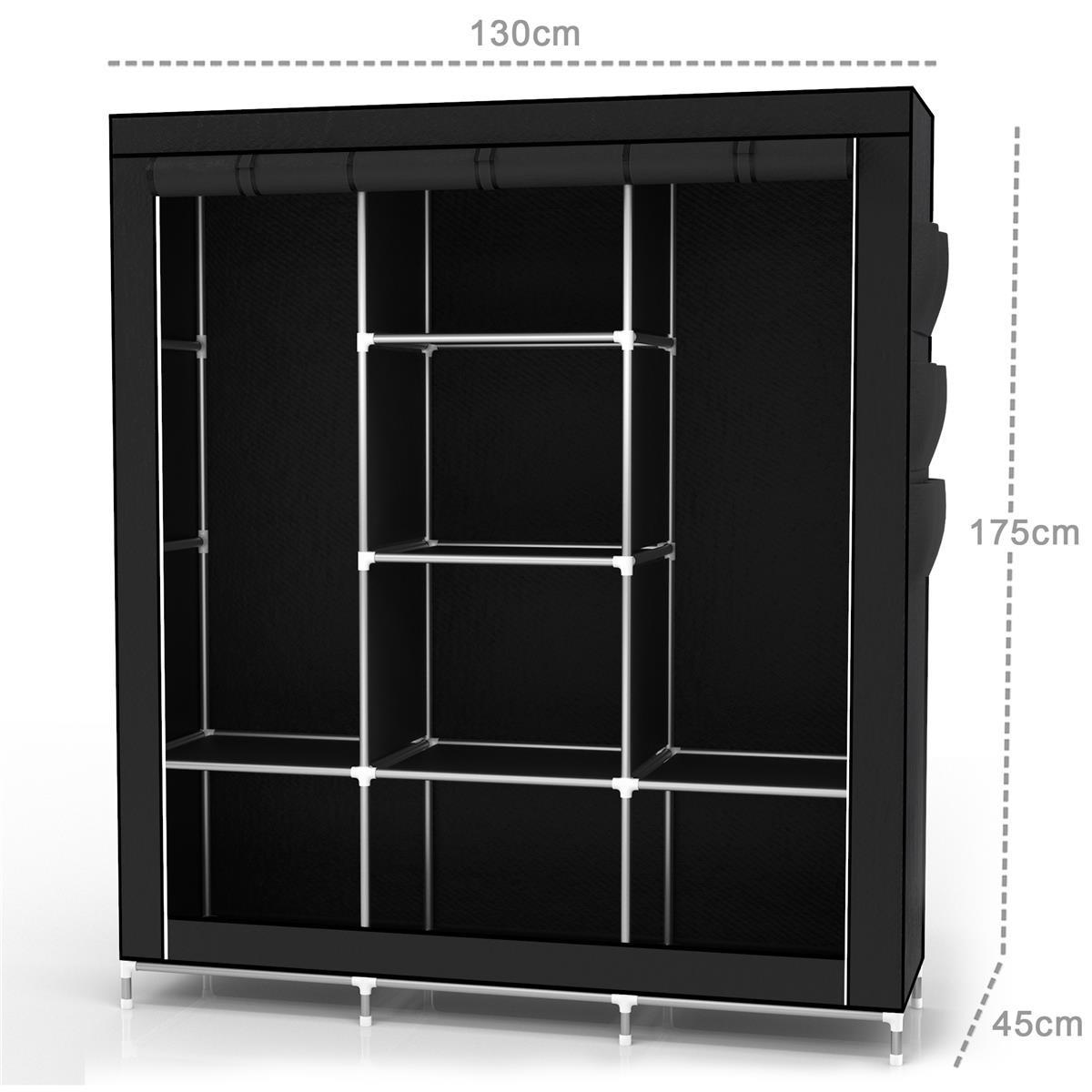 STOFFSCHRANK - Schwarz, Textil (45/175/130cm) - Intirilife