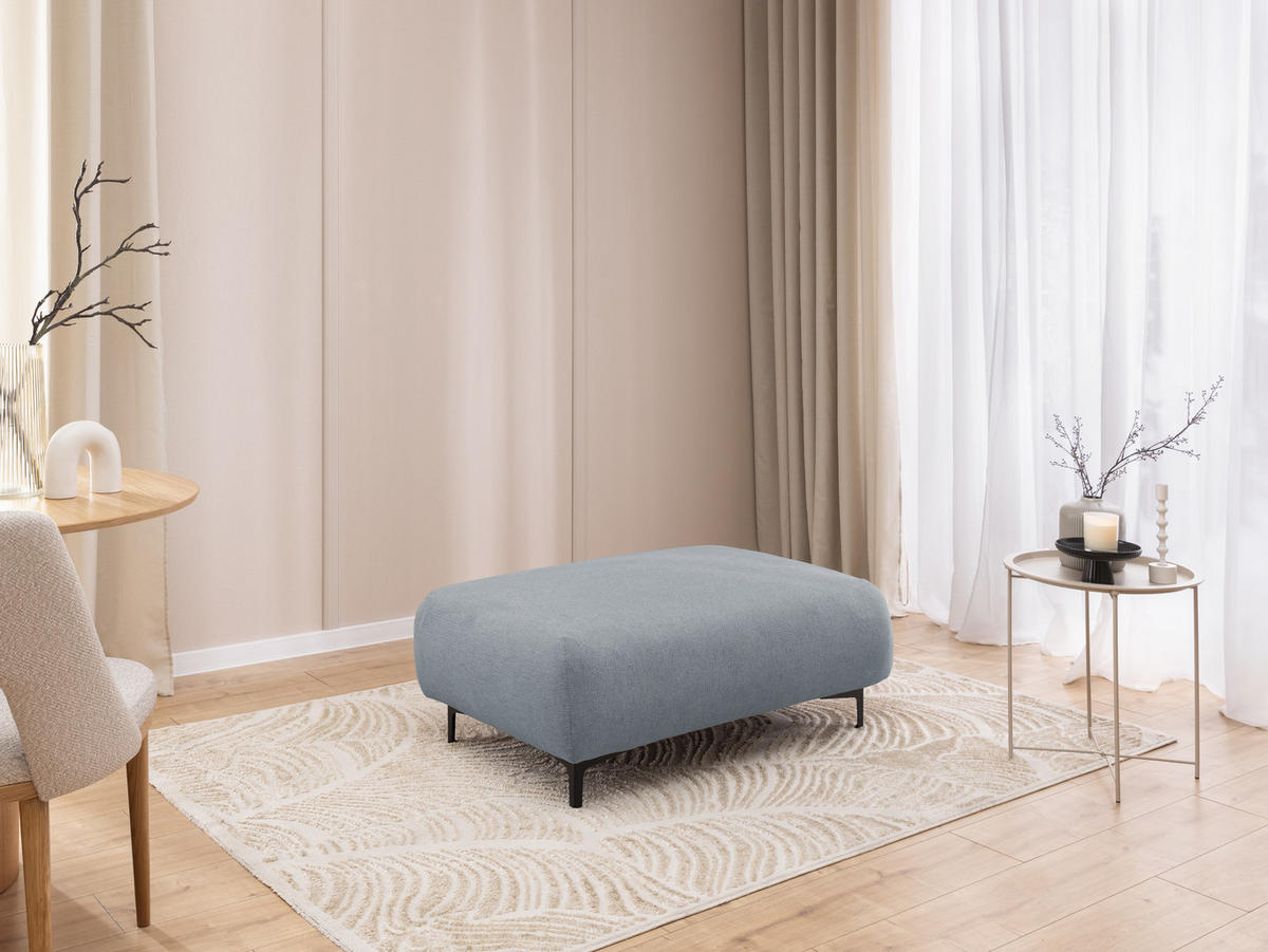 POLSTERHOCKER Cardea in Bubble-Optik aus weichem Grau Strukturstoff mit hohem Sitzkomfort - Schwarz/Grau, Holz/Textil (110/46/65cm) - S-Style Möbel