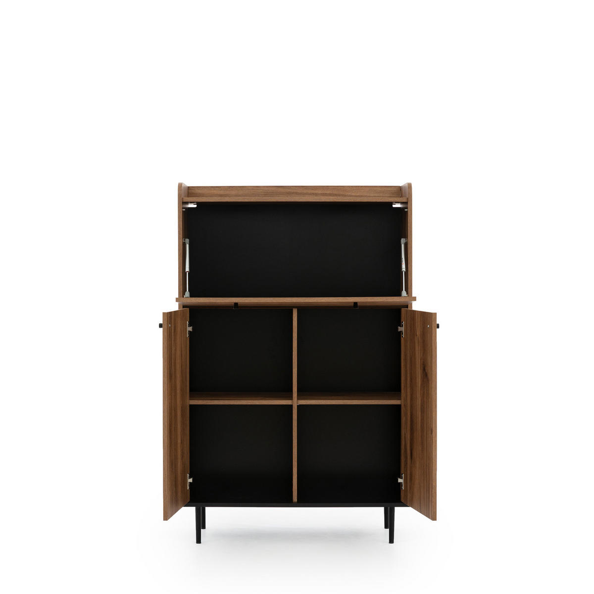 HIGHBOARD Nero KB90 90/45/140 mit Barschrank - Hellbraun/Schwarz, Holzwerkstoff/Metall (90/140/45cm) - Ravio