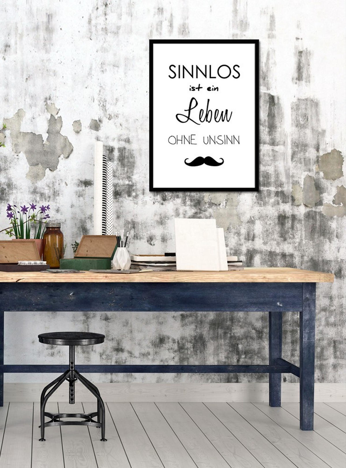 BILD mit Rahmen 51x71 cm lustiger Spruch - Weiß, Holz (51/71cm) - artissimo