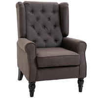 SESSEL OHRENSESSEL DE-06519 mit Armlehnen, Tufting, hoher Rückenlehne, Holzbeine Braun - Braun, Holz/Textil (86/102/74cm) - ComfortXL