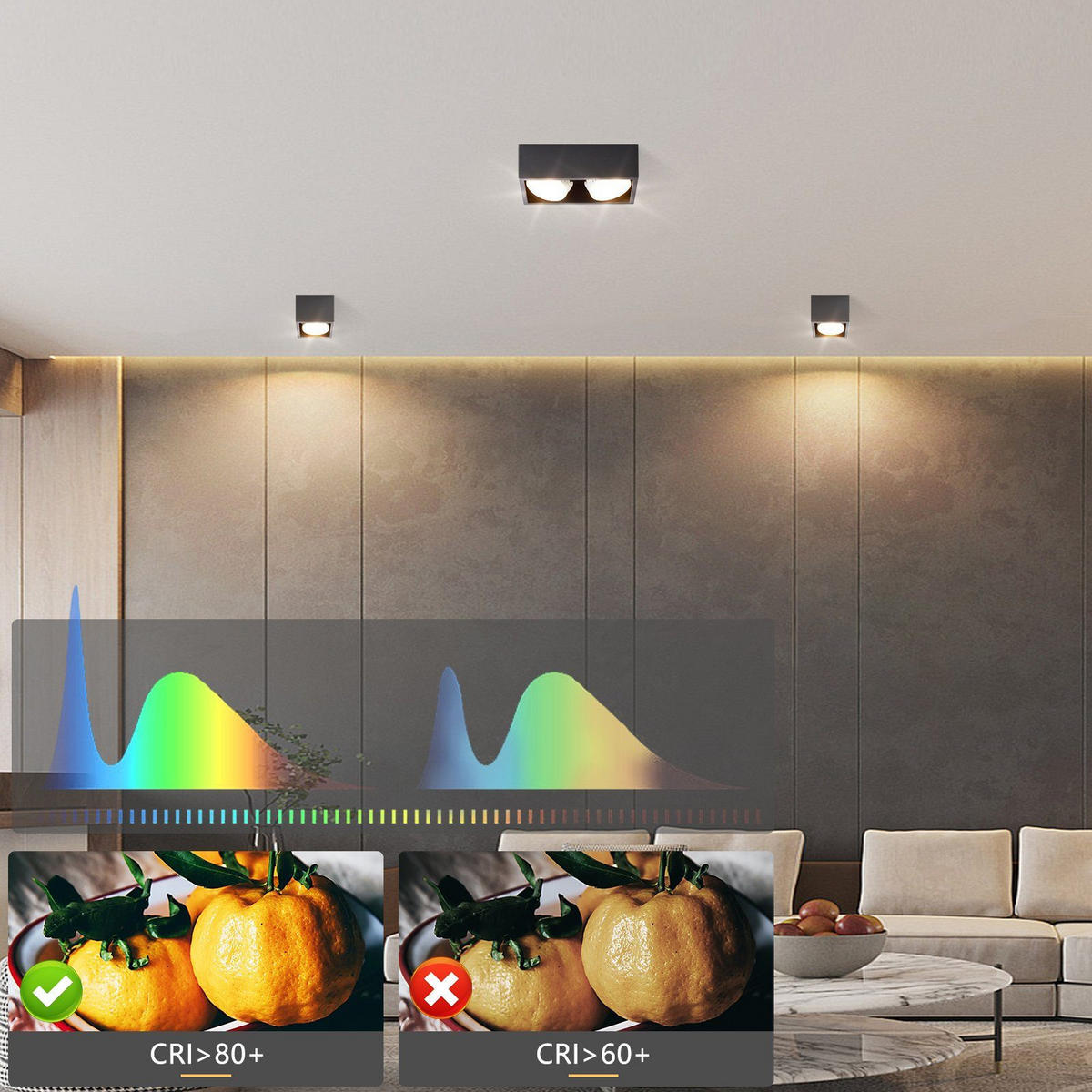 LED-DECKENLEUCHTE Harmonie 2-flammig 20/10/8 cm - Schwarz, Metall (20/10/8cm) - Nettlife