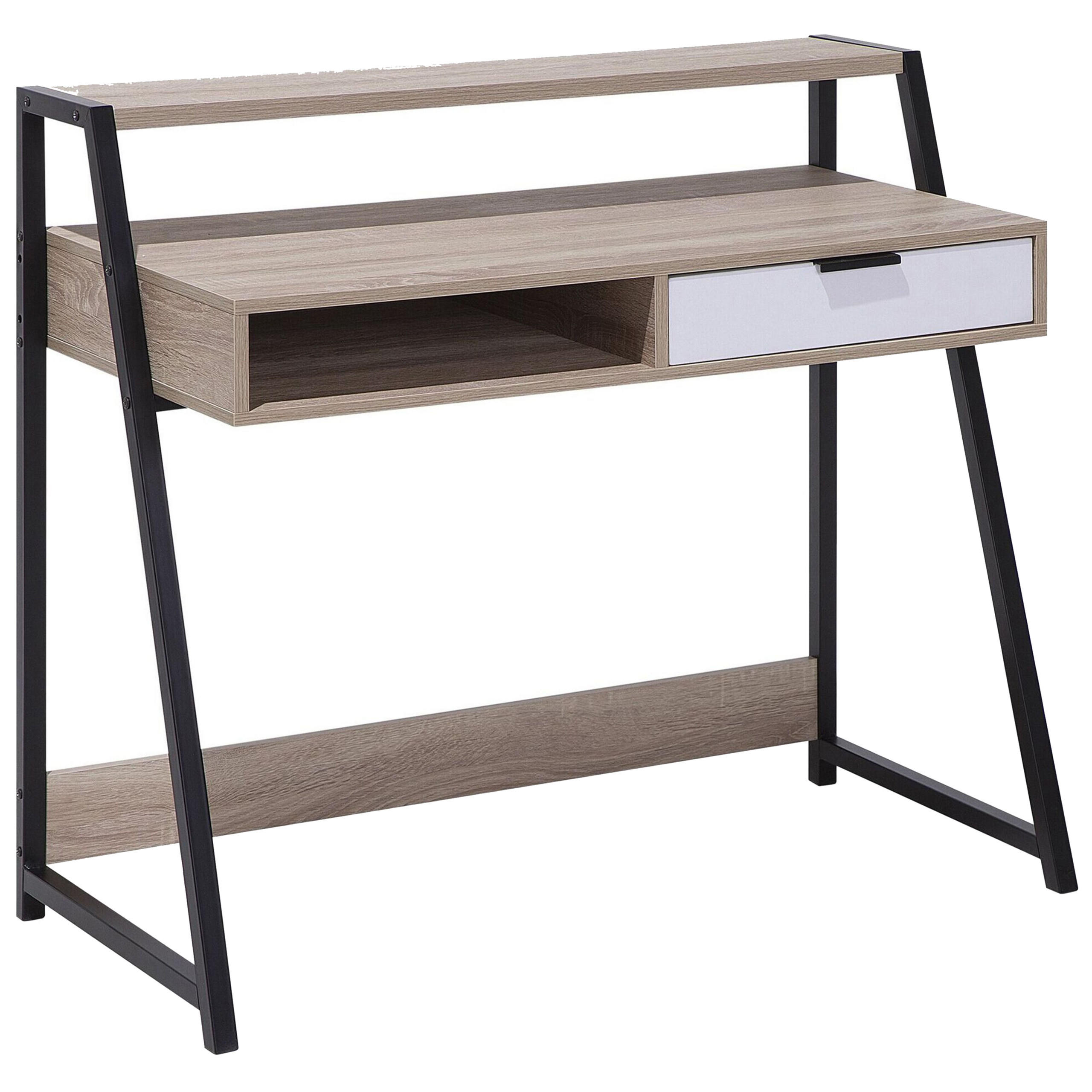 SCHREIBTISCH heller Holzfarbton 100/50/92 cm Calvin - Hellgrau, Holzwerkstoff (50/100/92cm) - Beliani