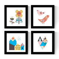 POSTER Set mit 4 Natur skandinavische Herbst 25x25 cm Rahmenlos - Klar, Papier (25/3cm) - Nacnic