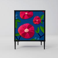 SIDEBOARD SPRING THOUGHTS, Schwarz, 57,5x42x72,5 cm, Schwarze Metallfüße - Multicolor/Schwarz, Holzwerkstoff/Metall (57.5/72.5/42cm) - SpaceRebels
