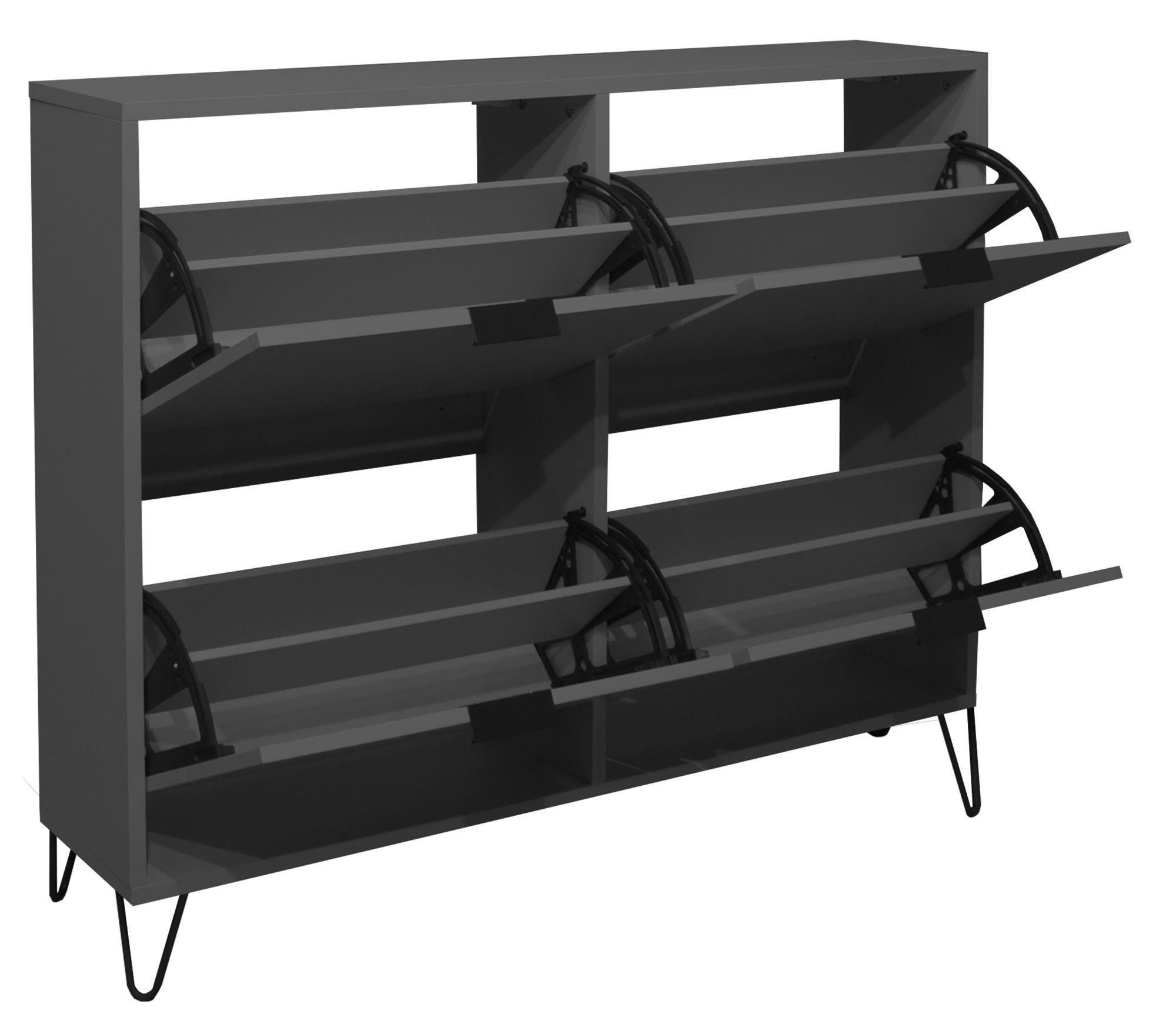 SCHUHSCHRANK Erna 120x25x101 Anthrazit matt Lack - Grau, Holzwerkstoff (120/101/25cm) - 58aufmkessel