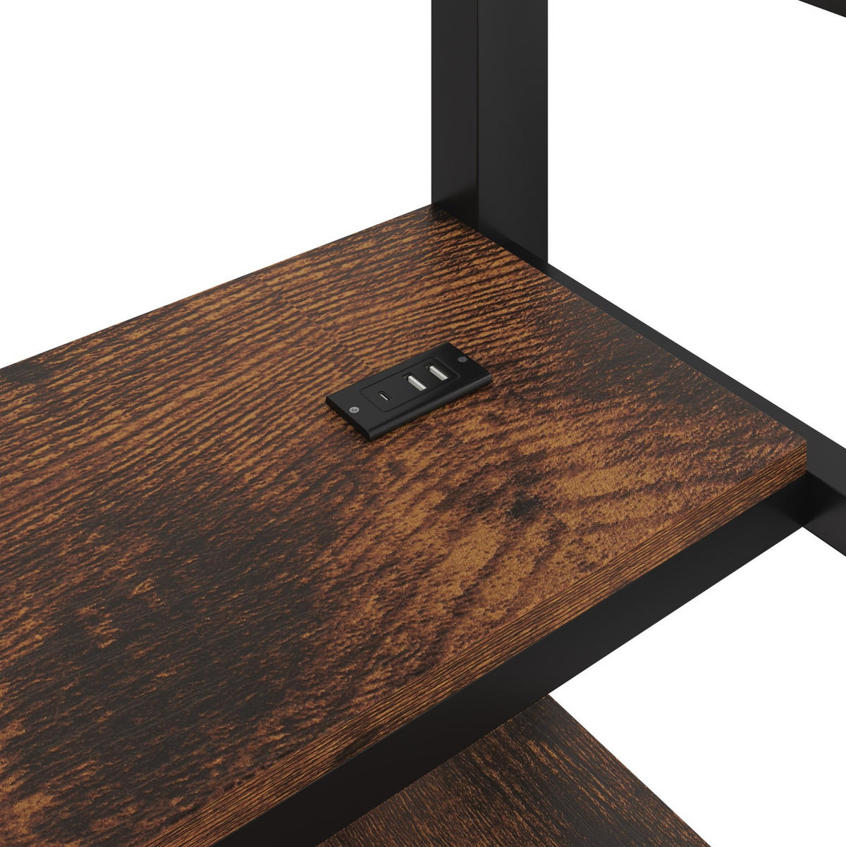 HOCHBETT 140/200 cm Schwarz aus Metall mit Schreibtisch - Schwarz, Metall (140/200cm) - OKMYHOME