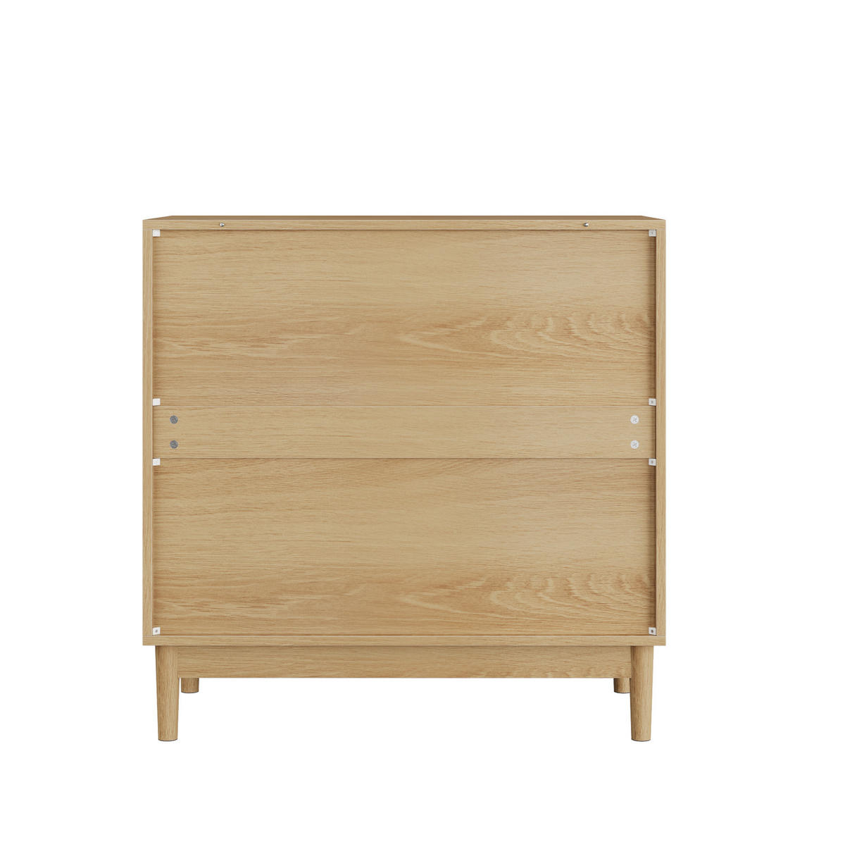 KOMMODE aus MDF und Spanplatte 80x39x80 cm Eichefarben mit 3 Schubladen und Lamellenfront - Nussbaumfarben, Holzwerkstoff (80/80/39cm) - Modfu