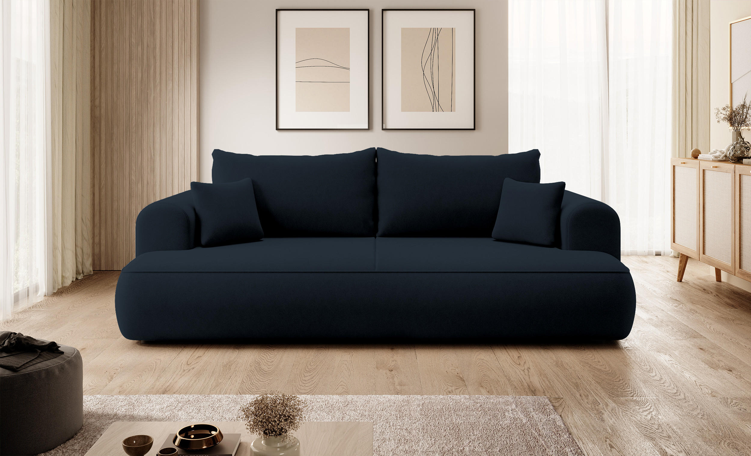 Thumbnail - Selsey Schlafsofa, Dunkelblau, Textil, 3-Sitzer, 250x101x110 cm, Wohnzimmer, Sofas & Couches, Schlafsofas