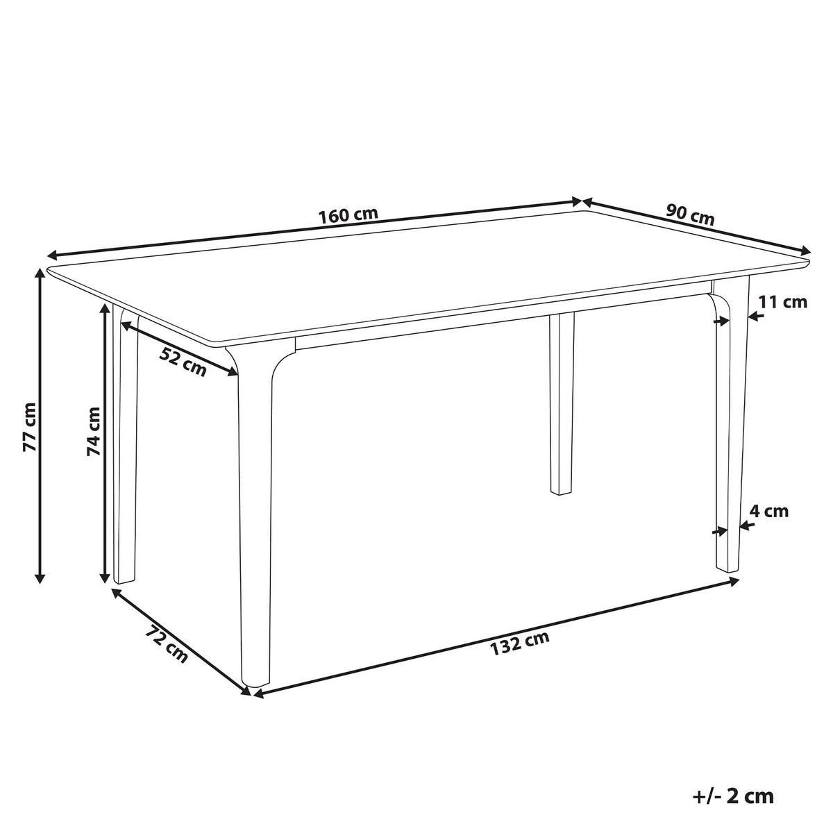 JÍDELNÍ STŮL Tmavý Jasan 160/90 cm Delmas - tmavě hnědá, kompozitní dřevo (160/90/77cm) - Beliani