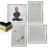WANDBILDER 4er Set - 50x50 cm & 40x60 cm Silberner Rahmen - Sandsteine moderne Farbe - Silberfarben, Kunststoff (50/50cm) - ArtPrintCave