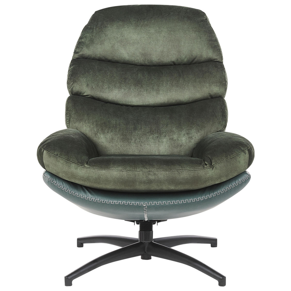 STUHL mit Fußhocker Dunkelgrün Eide - Schwarz/Grün, Textil (78/100/87cm) - Beliani