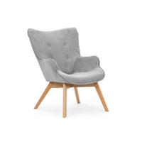 LOUNGESESSEL Lenari Hellgrau Cordstoff mit Füßen in Natur - Hellgrau/Naturfarben, Holz/Textil (71/96/86cm) - S-Style Möbel
