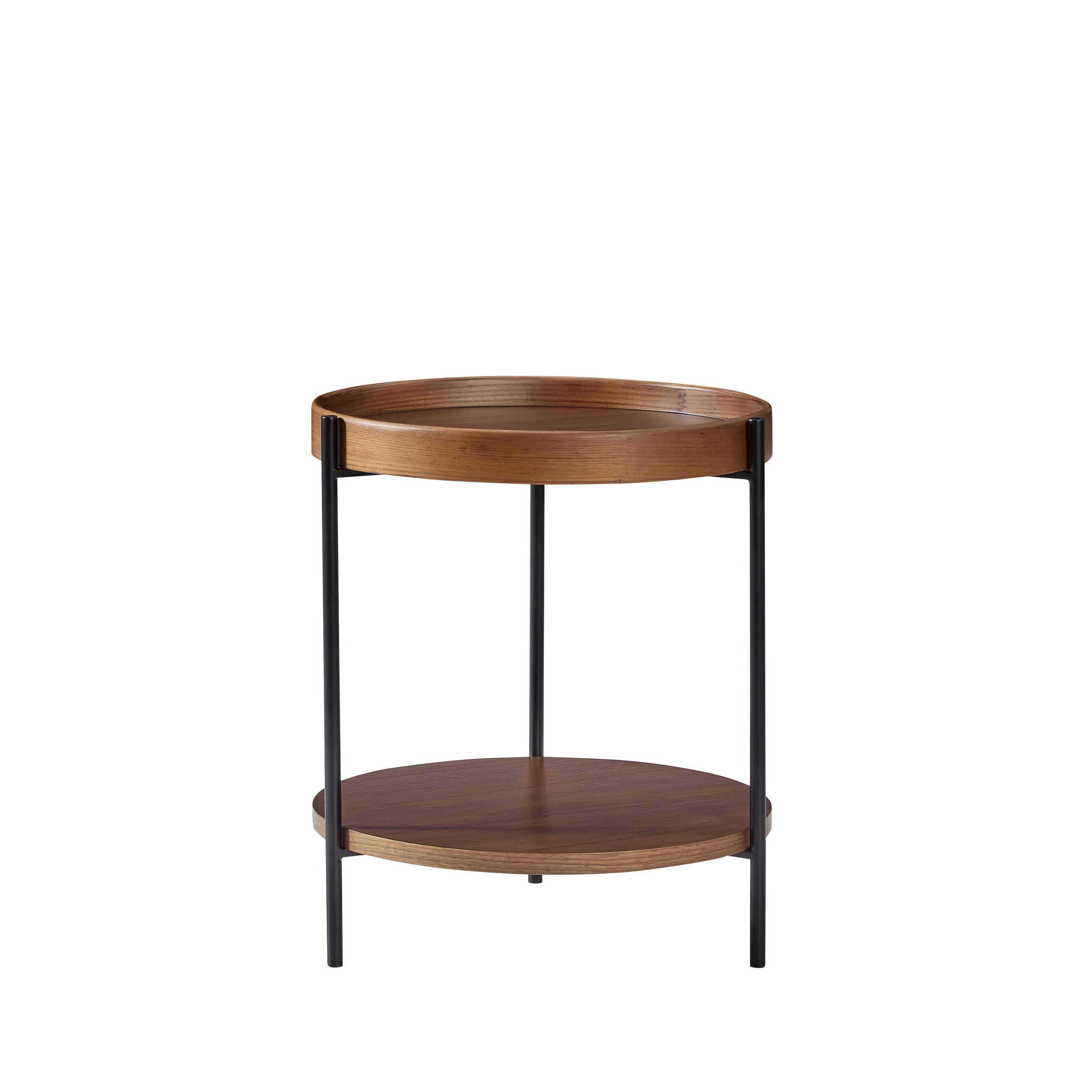 COUCHTISCH Rund 2-stöckig Holz-Optik & Eisen - Naturfarben, Metall (44/44/48cm)