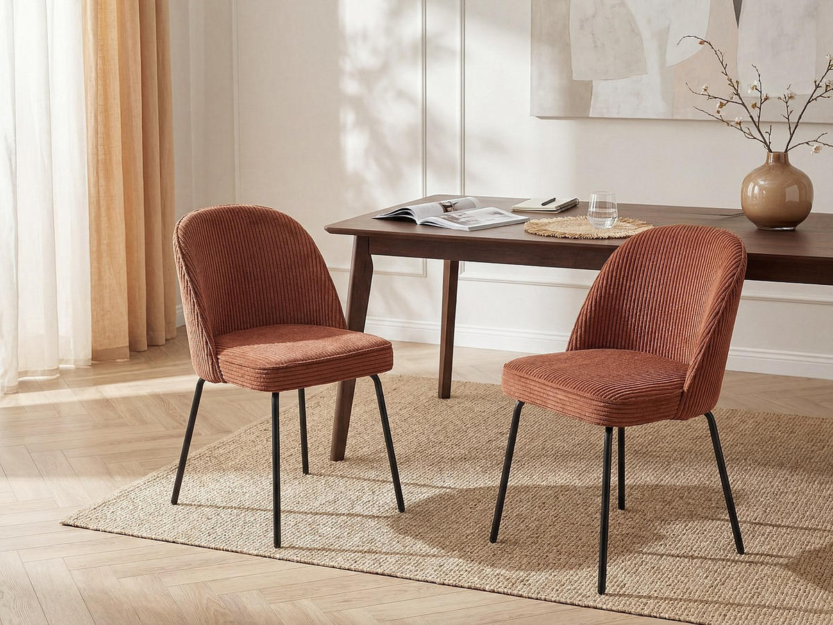 STUHL - 50 cm x 57.5 cm - Samt, Stoff - Terracotta - ALPALI - Terracotta, Textil (50/83.5/57.5cm) - Vente-Unique