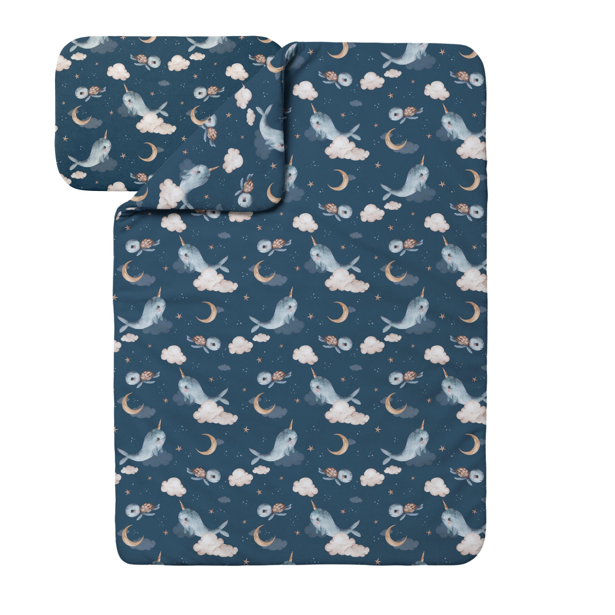 BABY Bambus-Bettwäsche Wale - Dunkelblau, Textil (90/120cm) - waldin