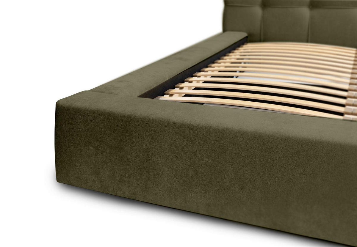 POLSTERBETT Antonio Stoff Ditra - Grün, Holzwerkstoff/Textil (160/200cm) - Fun Möbel