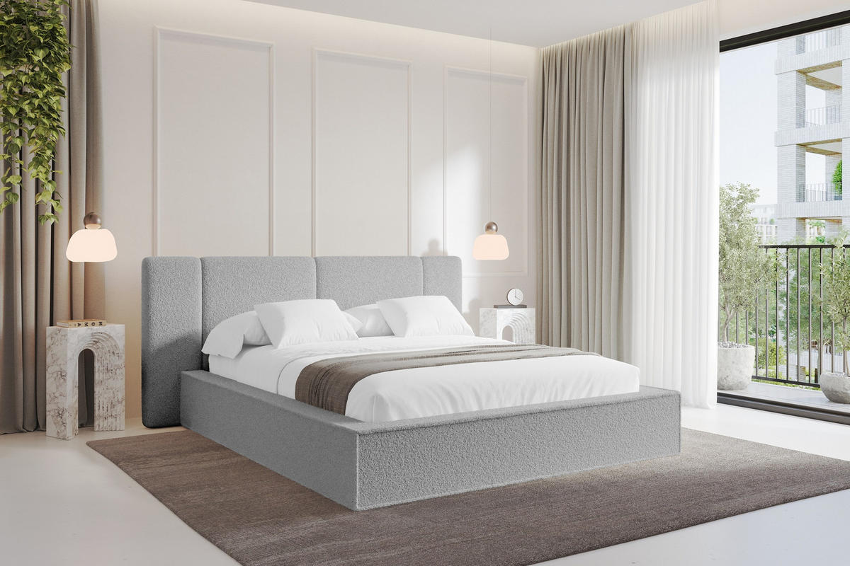 POLSTERBETT mit Bettkasten und Lattenrost, Bett mit Matratze H3/H4 - RIVO 120x200 Hellgrau - Taupe, Holzwerkstoff/Textil (120/200cm) - ALTDECOR