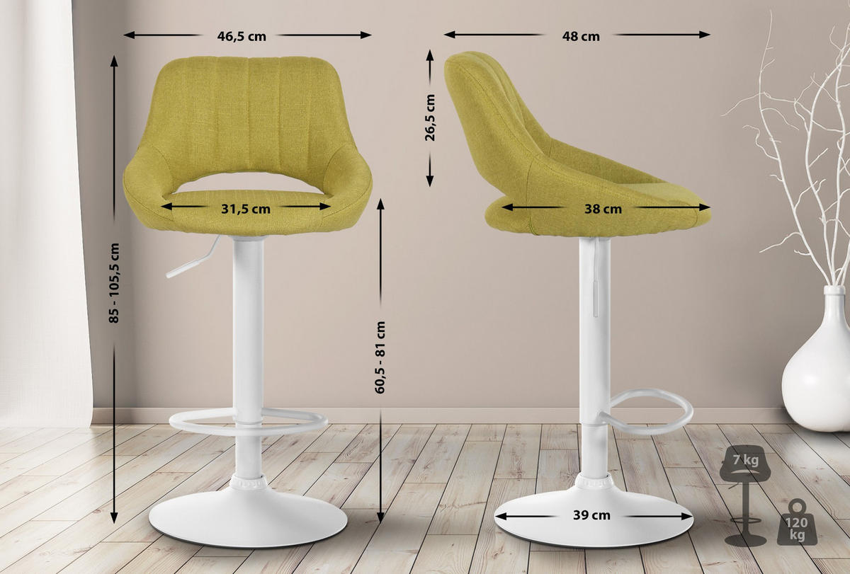 BARHOCKER 2er Set Stoff grün - Grün, Textil (47/85/48cm) - CLP