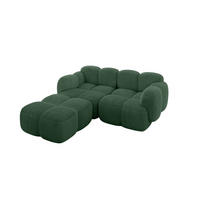 ECKSOFA modulares Sofa Links Miko-L1 214x205x75 Grün Cord - Waldgrün/Schwarz, Holzwerkstoff/Kunststoff (214/205cm) - ALTDECOR